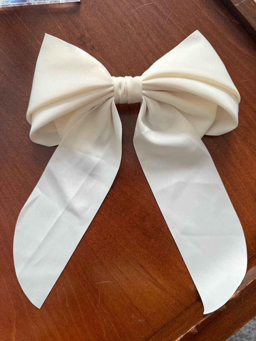 Ivory Fabric Bow Hair Clip